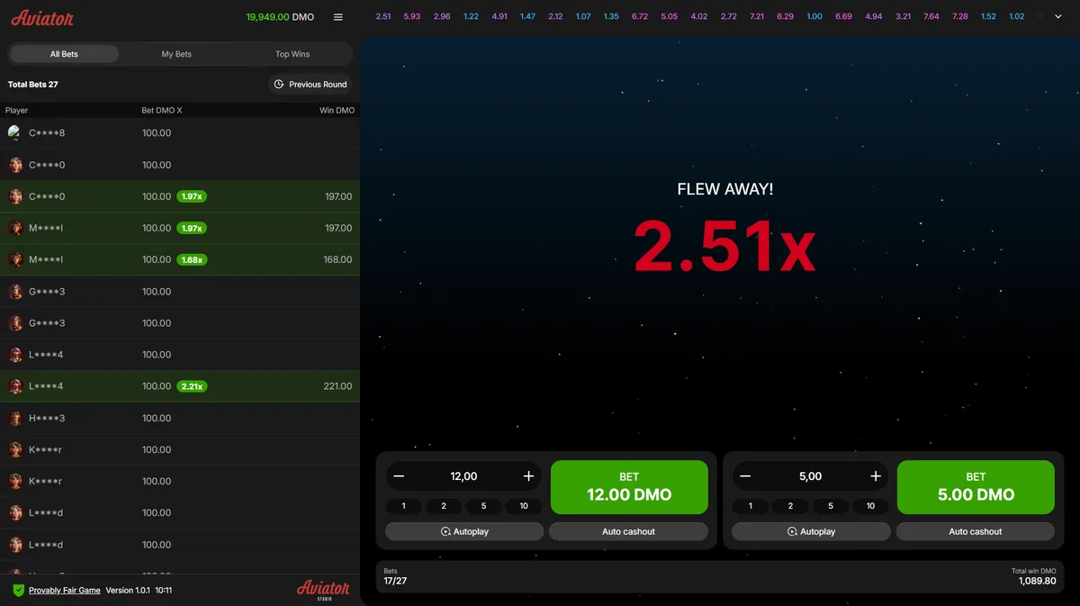 Aviator MELBET round ending with the Flew Away message at 2.51x